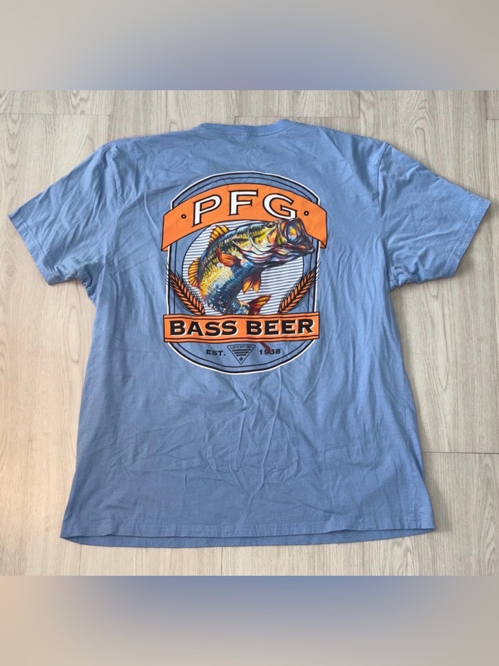 COLUMBIA PFG Bass Beer Graphic Tee - Blue and Orange